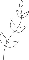 Hand drawn branch with leaves isolated on a white background. Good for sticker, icon, logo