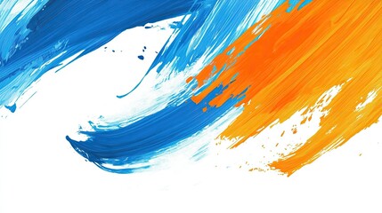 Blue and orange brush marks on a white background.