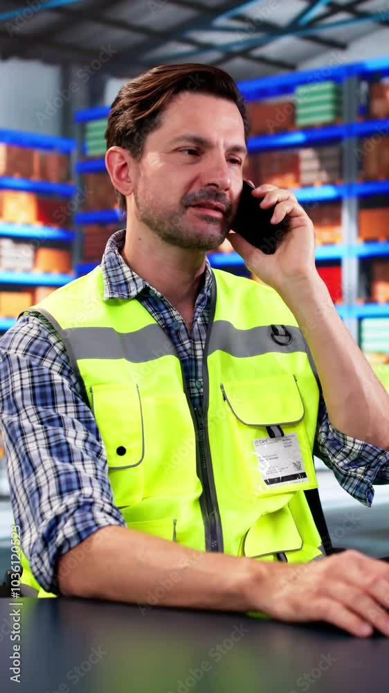 Poster man calling on mobile phone