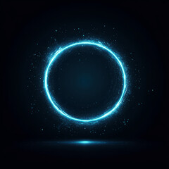 Abstract glowing blue circle on black background.