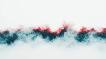 Fototapeta premium Abstract smoke trails in shades of red and blue against a white background.