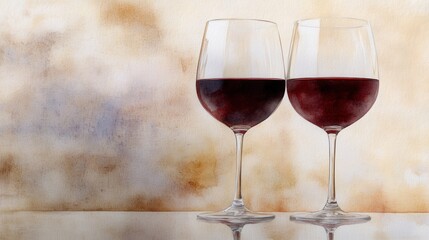 Romantischer Abend mit Rotweingläsern auf elegant gedecktem Tisch für gehobenes Essen