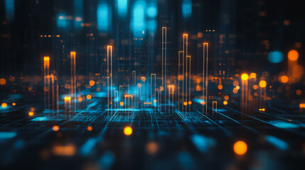 Fototapeta premium Abstract business network smart city and charts and graphs with statistics to innovative analyze business potential and forecast future development of companies growth