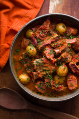 Hearty Stew With Beef Ribs and Potatoes in Tomato Sauce