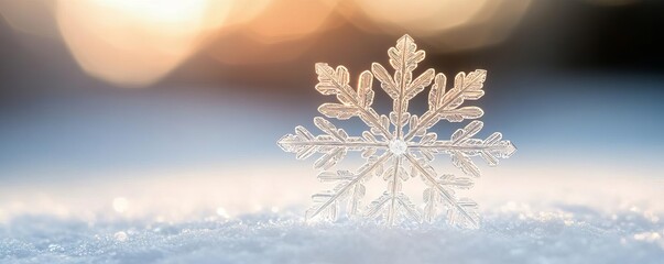 Close-up of a snowflake melting in sunlight, delicate and fleeting