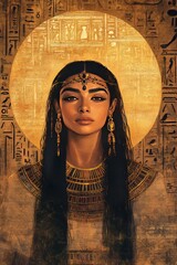 Kleopatra im &auml;gyptischen Stil &ndash; Luxuri&ouml;ses Sundowner-Poster