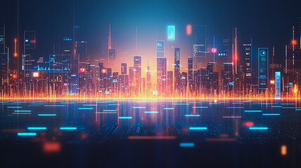 Naklejka premium Abstract business network smart city and charts and graphs with statistics to innovative analyze business potential and forecast future development of companies growth