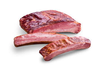 Delicious Smoked Pork Ribs on White Background for Culinary Use