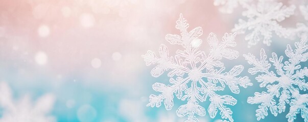 Close-up of intricate snowflake patterns on a frosted glass, delicate winter magic