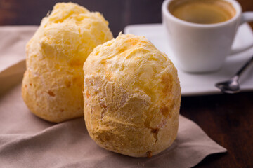 Delicious Brazilian Cheese Bread with Fresh Coffee on Table