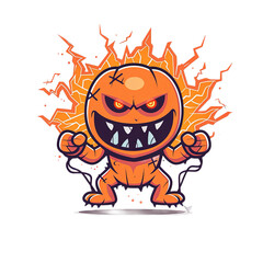 Fiery Cartoon Monster with Menacing Expression