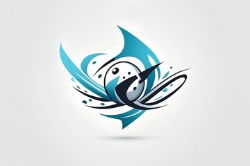 Obraz premium dynamic business logo with an abstract arrow, representing growth, success, and forward movement in blue tones