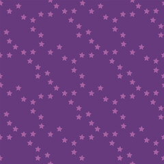 Seamless pattern with magical purple stars on violet backgound. Vector image.