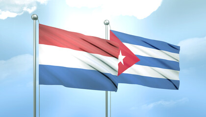 Netherlands and Cuba Flag Together A Concept of Relations