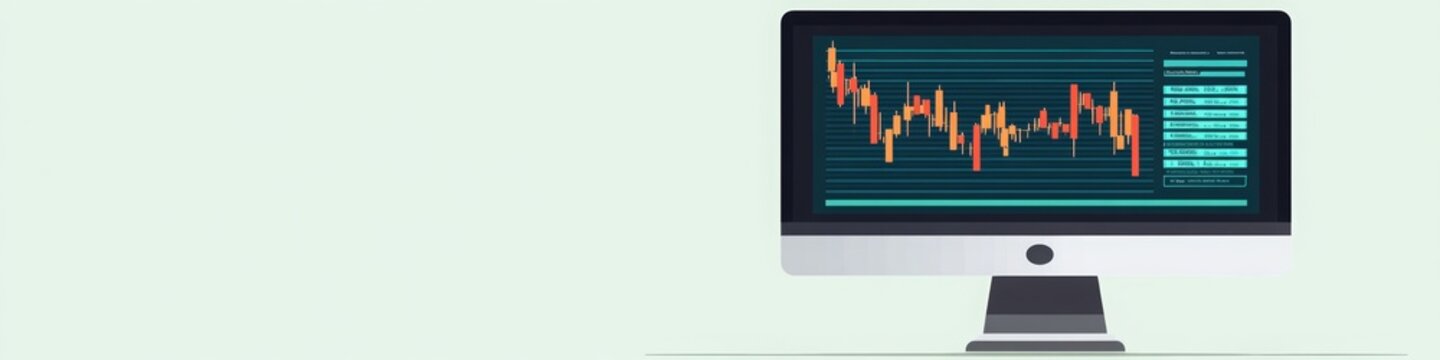 Computer Screen Financial Graphs, Boxplot, Charts, Isolated, on a LinkedIn Banner, Background, AI Generated