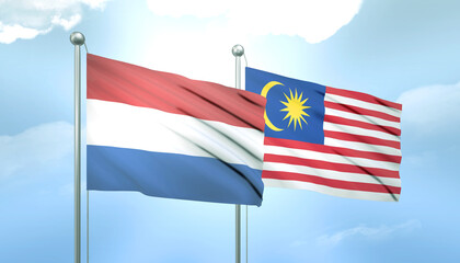 Netherlands and Malaysia Flag Together A Concept of Relations