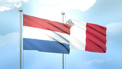 Netherlands and Malta Flag Together A Concept of Relations