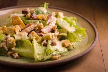 Classic Caesar Salad with Grilled Chicken and Croutons