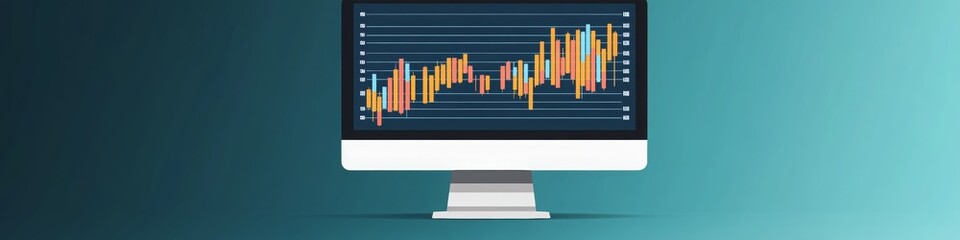 Obraz premium Computer Screen Financial Graphs, Charts, Isolated, on a LinkedIn Banner, Background, AI Generated