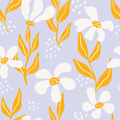 Hand painted Flowers exotic floral vector seamless pattern illustration