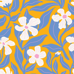 Hand painted Flowers exotic floral vector seamless pattern illustration