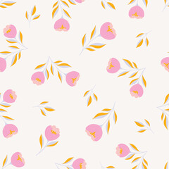 Hand painted Flowers exotic floral vector seamless pattern illustration