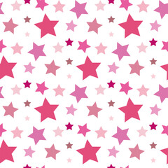 Obraz premium Seamless pattern with magical pink stars on white backgound. Vector image.