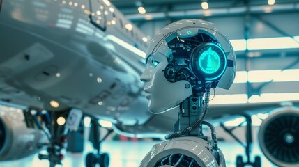 Fototapeta premium Futuristic robot handling hazardous materials safely