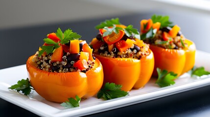 Stuffed Bell Peppers with Quinoa and Vegetables - Healthy Vegan Dish