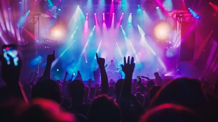 Obraz premium Rock concert with a mosh pit in front of the stage