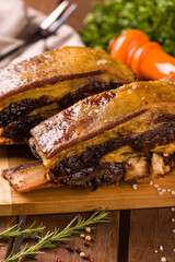 Succulent Grilled Beef Ribs with Aromatic Seasoning Display