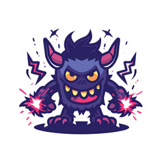 Colorful Cartoon Monster with Electric Powers