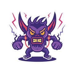Fierce Cartoon Monster with Electric Energy