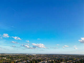 North Luton City of England UK. Aerial Footage Was Captured with Drone's Camera on October 17th, 2024 at Just Before Sunset Time.