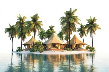 Fototapeta premium Luxury Glamping Tents on a Tropical Island