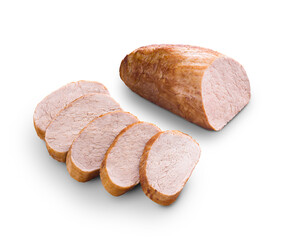 Sliced Tenderloin Displayed on White Background for Culinary Use