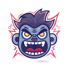Angry Cartoon Face with Vibrant Colors