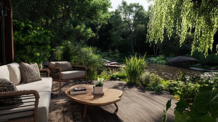Fototapeta premium Back yard by the river 19