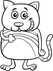 funny cartoon cat or kitten animal character coloring page
