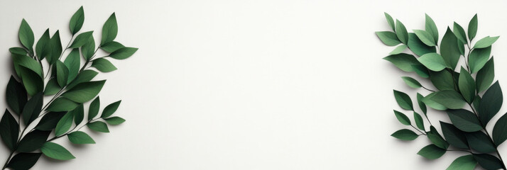 Obraz premium Green leaves on a white background, perfect for your next project.