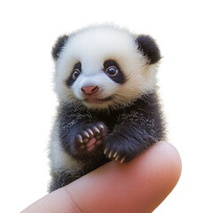 Niedlicher Mini-Panda auf der Fingerspitze