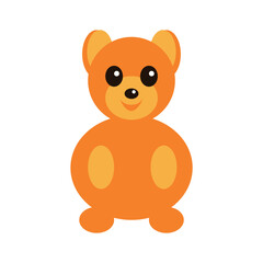 Orange vector illustration of a beautiful adult young bear isolated on a white background