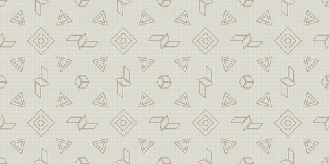 Geomatric seamless pattern creative trendy groovy outline abstract shape repeatable pale color vector texture paper print packaging wrapping background wallpaper