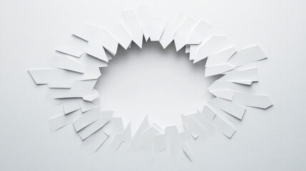 Fototapeta premium Abstract white paper background with a circle-shaped opening.