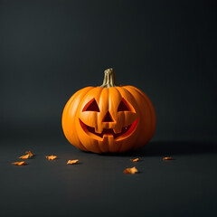 Halloween pumpkin in minimal style on empty background  