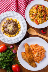 Delicious Italian Cuisine with Pasta and Fried Fish Dishes
