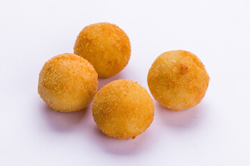 Golden Fried Cheese Balls on White Background