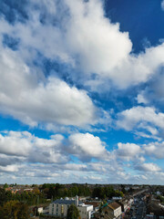 Obraz premium High Angle Footage of North Luton City of England UK. Aerial Footage Was Captured with Drone's Camera on October 17th, 2024 at Just Before Sunset Time.
