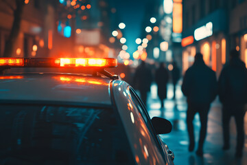 Fototapeta premium Rearview of police car at night