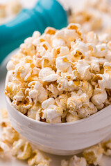 Delicious Gourmet Popcorn in a White Bowl Ready to Enjoy
